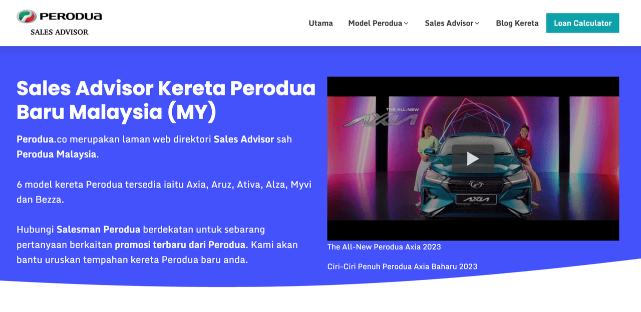 Perodua Sales Advisor Malaysia